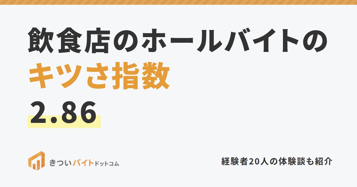 飲食店のホールバイトのキツさ指数2.86
