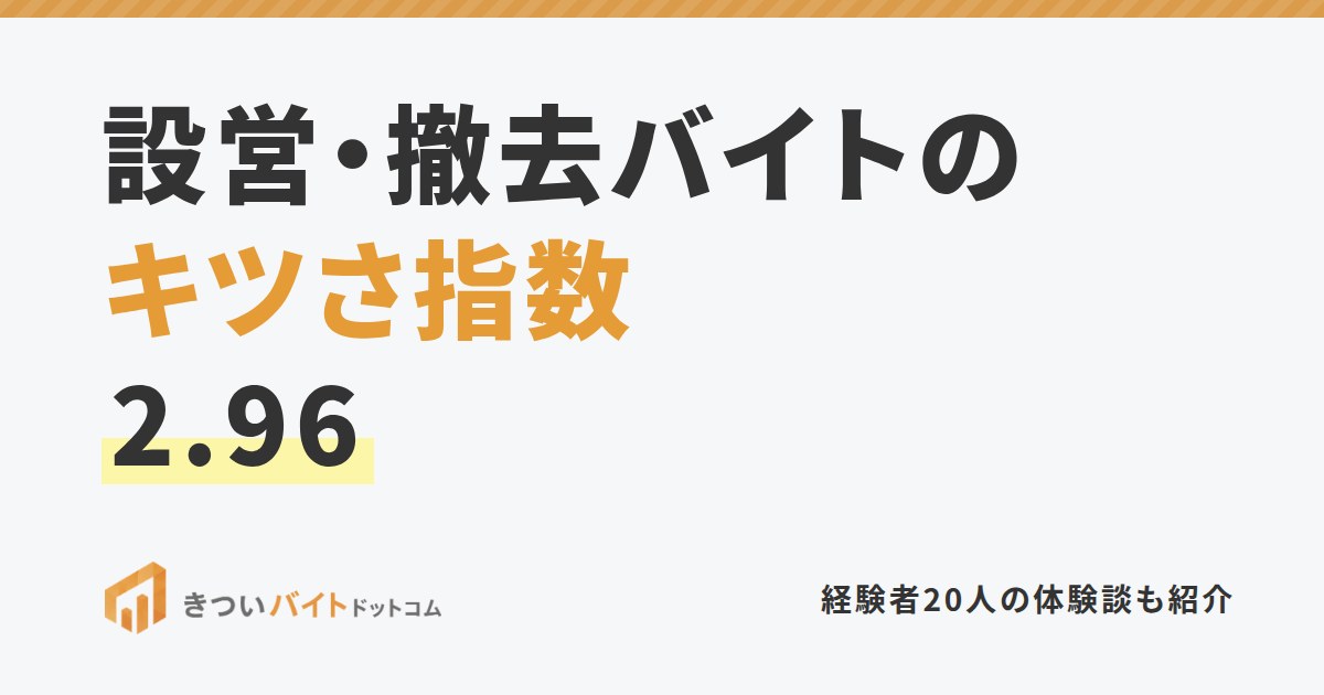 設営・撤去バイトのキツさ指数2.96